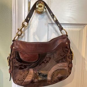Coach Leather/Monogram Patchwork Shoulder bag
